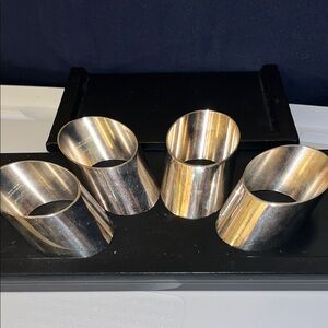 Vintage Leonard Napkin Ring set with Script Maker Mark Silver plated